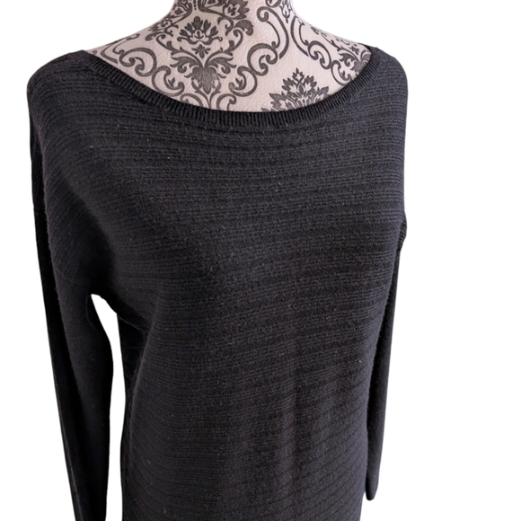 Banana Republic Wool-Cashmere Blend Ribbed Sweater Dress Black Women's Medium - Picture 6 of 14